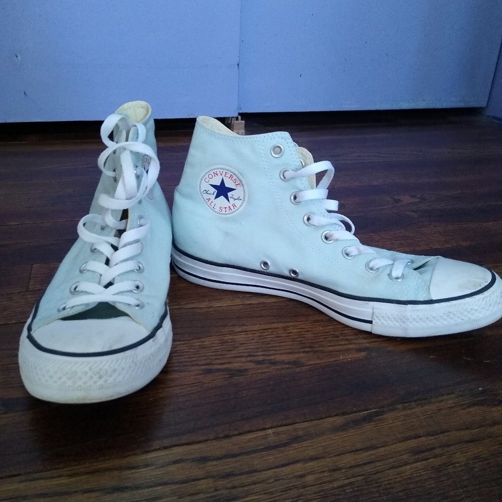 Pastel blue converse all star high tops